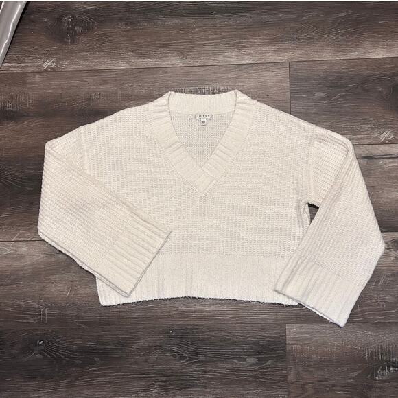 Guess Women's White Sweater with Chunky Knit Long Sleeves Size Large - Picture 6 of 8